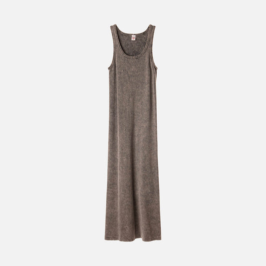 Re/Done Gray Cotton Rib Maxi Dress