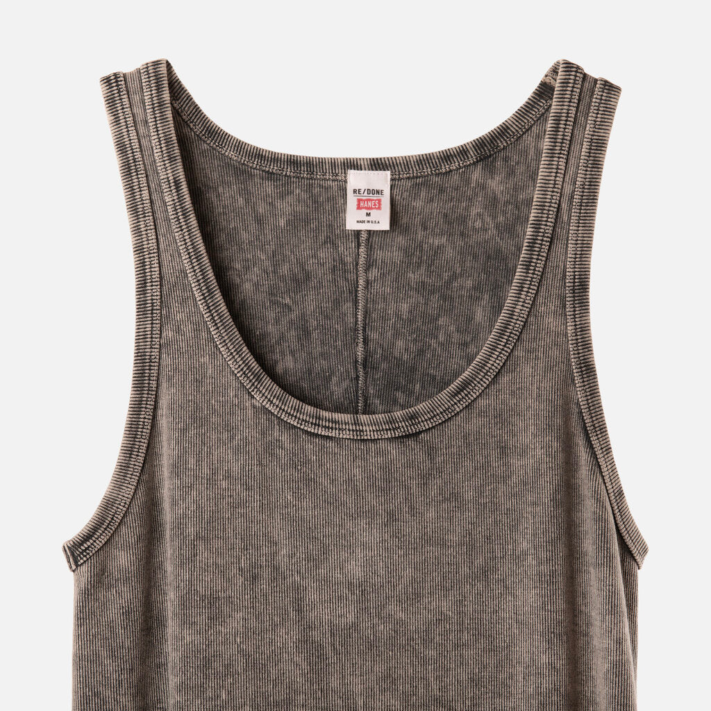 Re/Done Gray Cotton Rib Maxi Dress