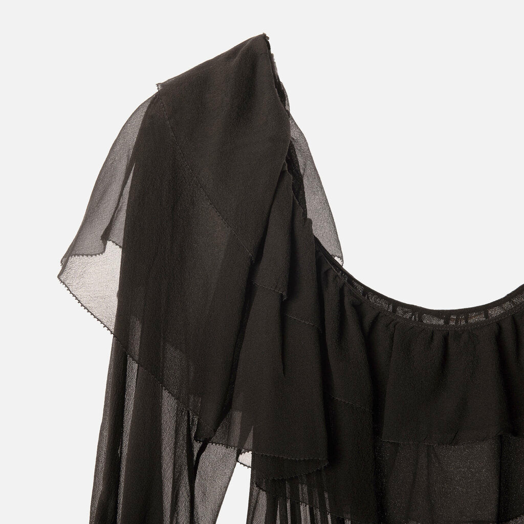 Saint Laurent Black Silk Sheer Mini Dress
