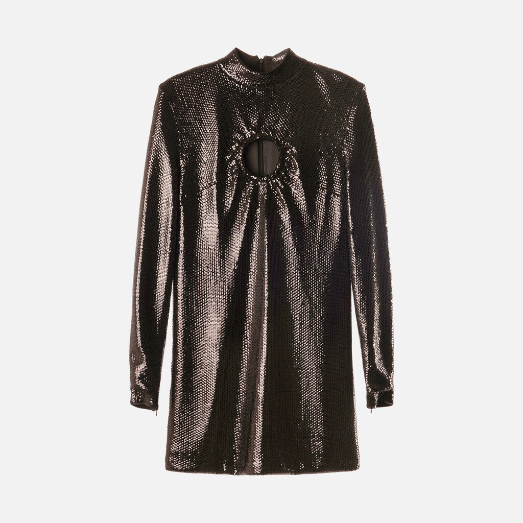 Tom Ford Black Sequin Cutout Mini Dress