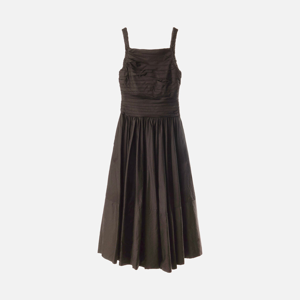 Aje Black Pleated Bubble Midi Dress