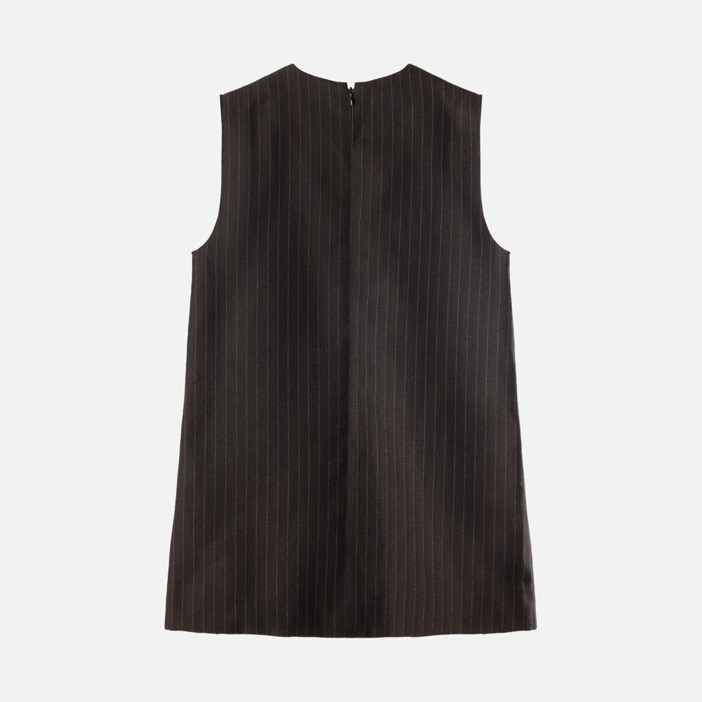 Miu Miu Navy Pinstripe Logo Mini Dress