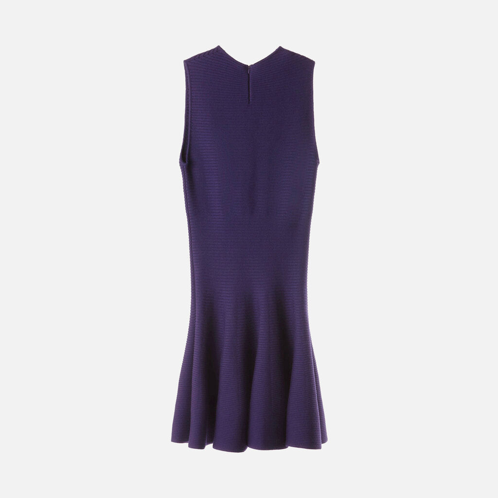 Alaia Purple Wool Ribibed Sleeveless Midi Dress