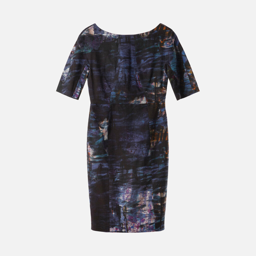 Erdem Blue/Multi SS Midi Dress