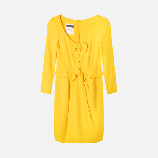 Moschino Yellow Rayon Bow Front Dress