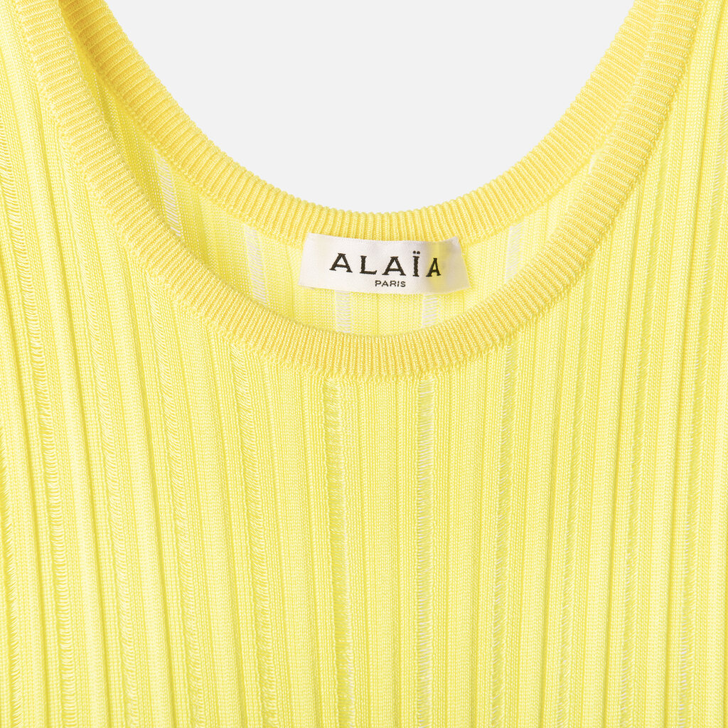 Alaia Neon Yellow Viscose Mini Dress