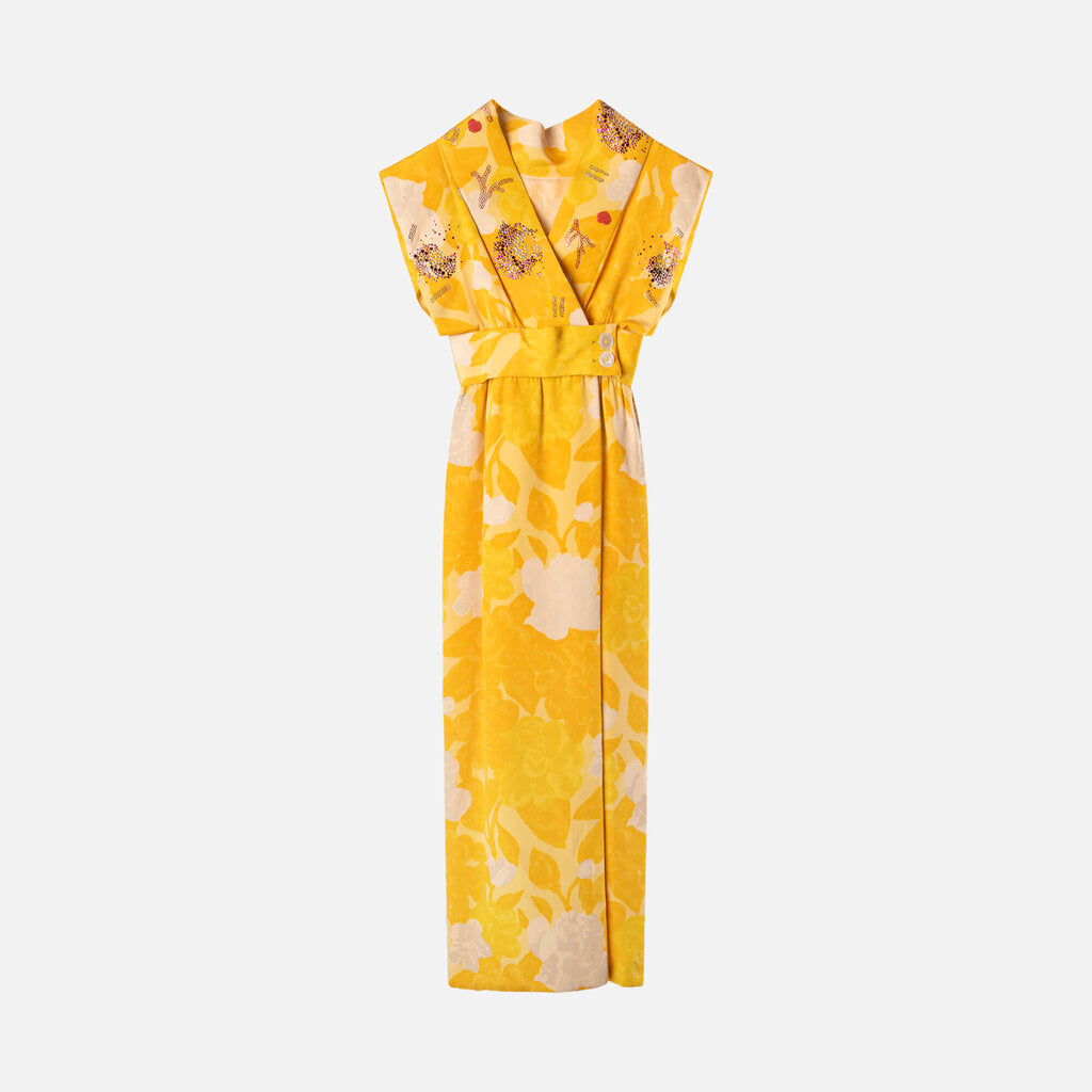 Libertine Magnin Yellow Floral Rhinestone Dress
