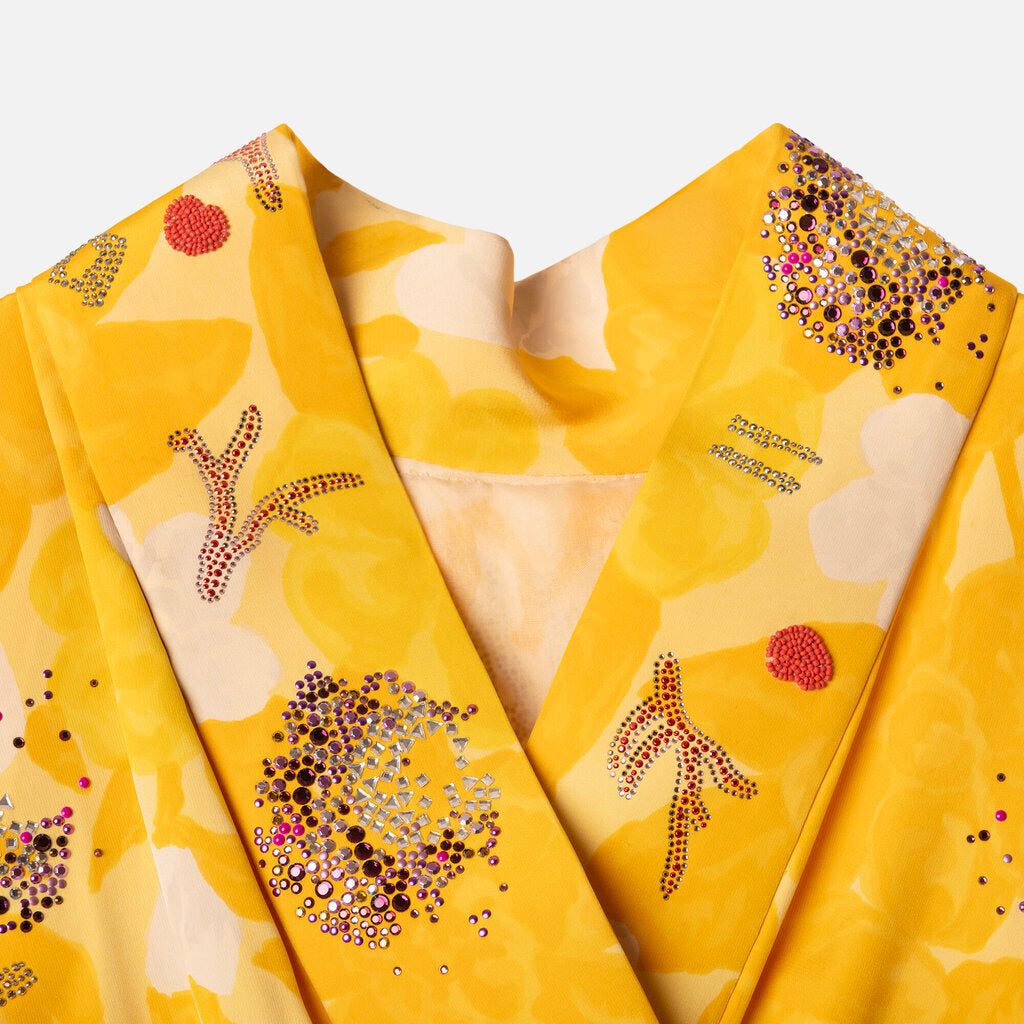 Libertine Magnin Yellow Floral Rhinestone Dress