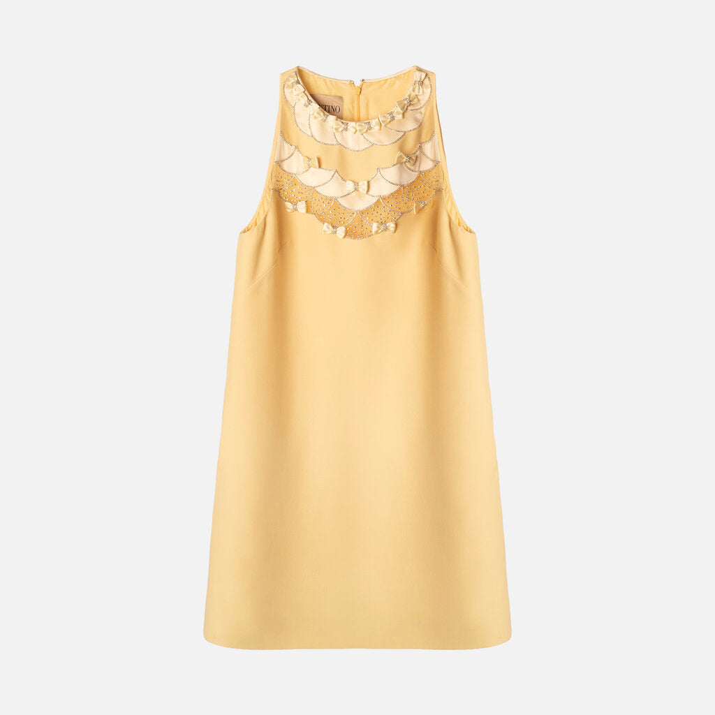 Valentino Yellow Wool Blend Embellished Dress