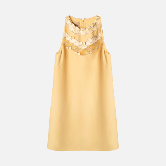 Valentino Yellow Wool Blend Embellished Dress