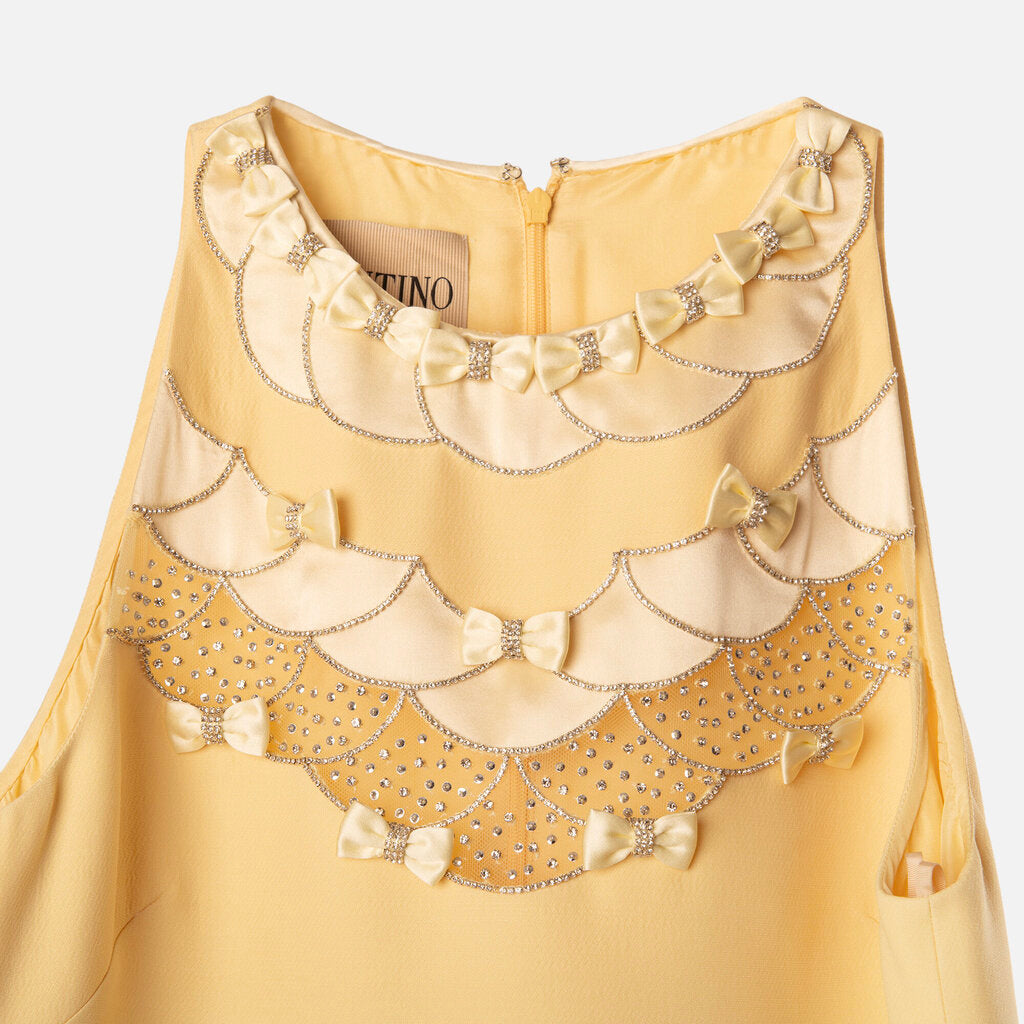 Valentino Yellow Wool Blend Embellished Dress