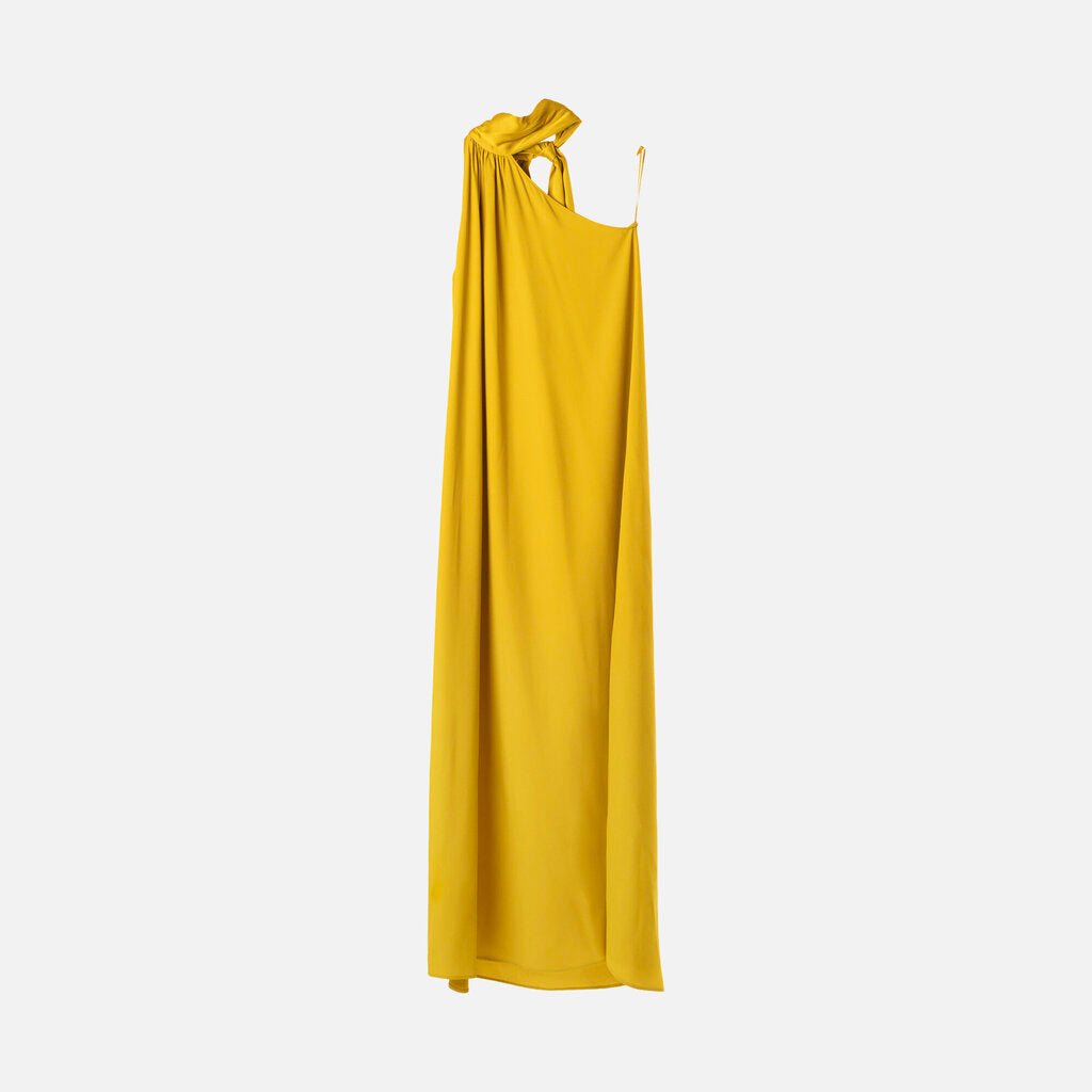 Taller Marmo Chartruese Acetate/Viscose One Shoulder Maxi Dress