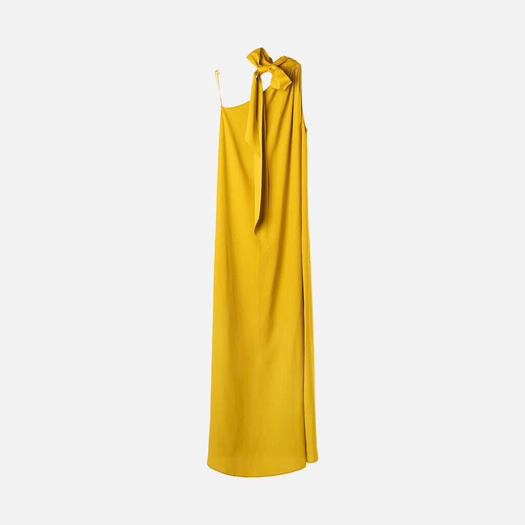 Taller Marmo Chartruese Acetate/Viscose One Shoulder Maxi Dress