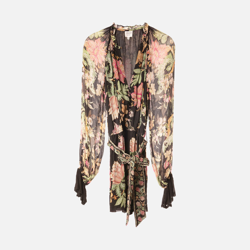Hermant & Nandita Black Floral Jumpsuit Belted