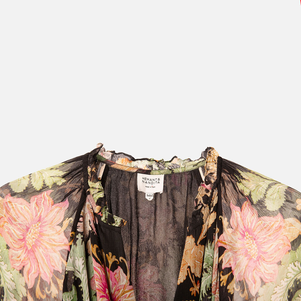 Hermant & Nandita Black Floral Jumpsuit Belted