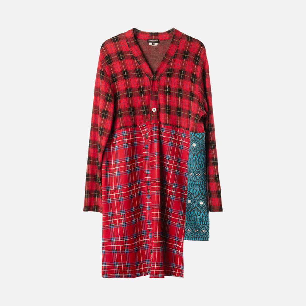 Comme des Garcons Red/Multi Poly Plaid Button Up Top