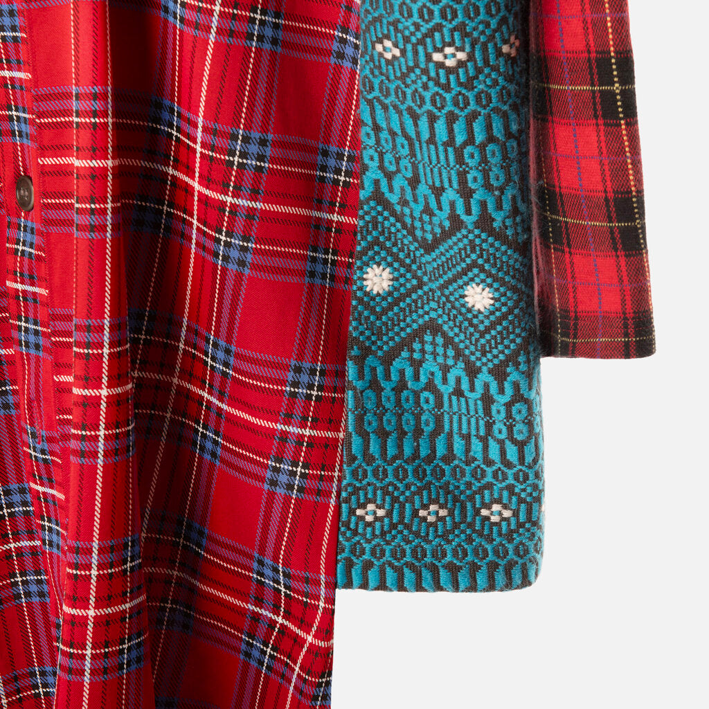 Comme des Garcons Red/Multi Poly Plaid Button Up Top