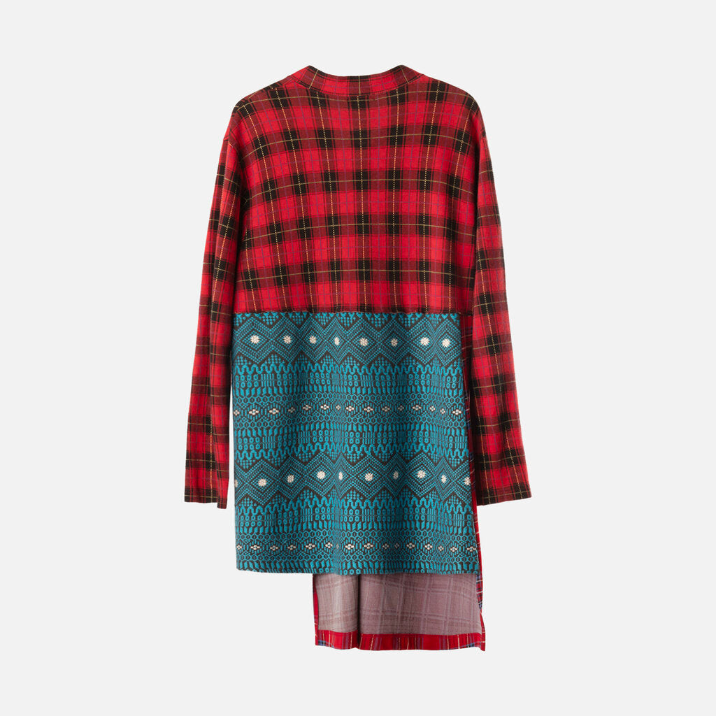Comme des Garcons Red/Multi Poly Plaid Button Up Top