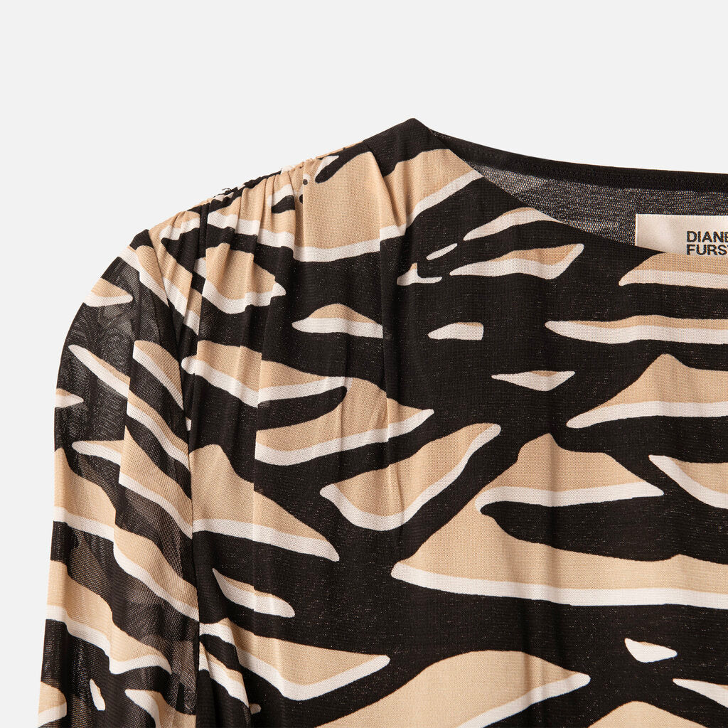 Dries Van Noten Black/Beige Pattern Viscose Dress
