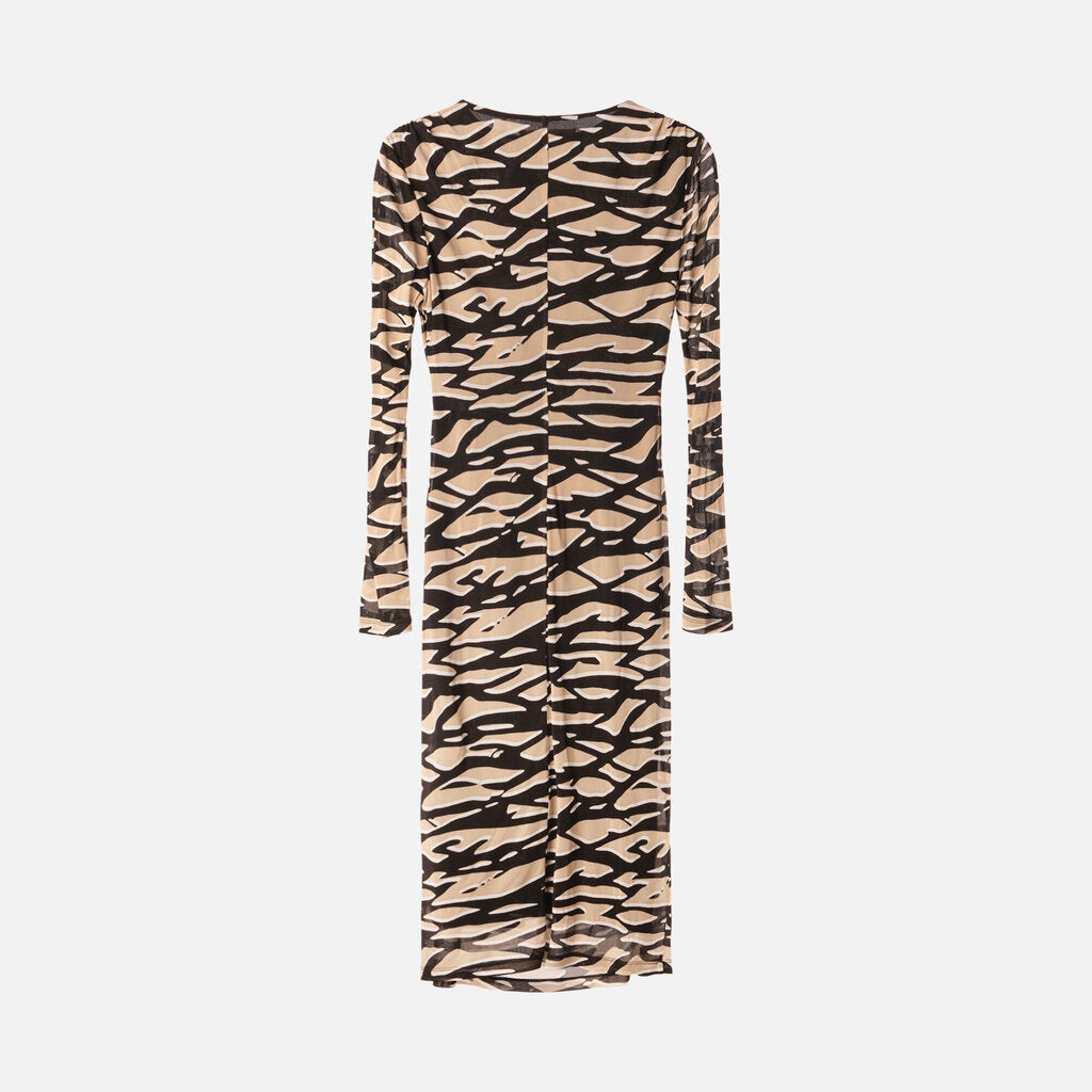 Dries Van Noten Black/Beige Pattern Viscose Dress