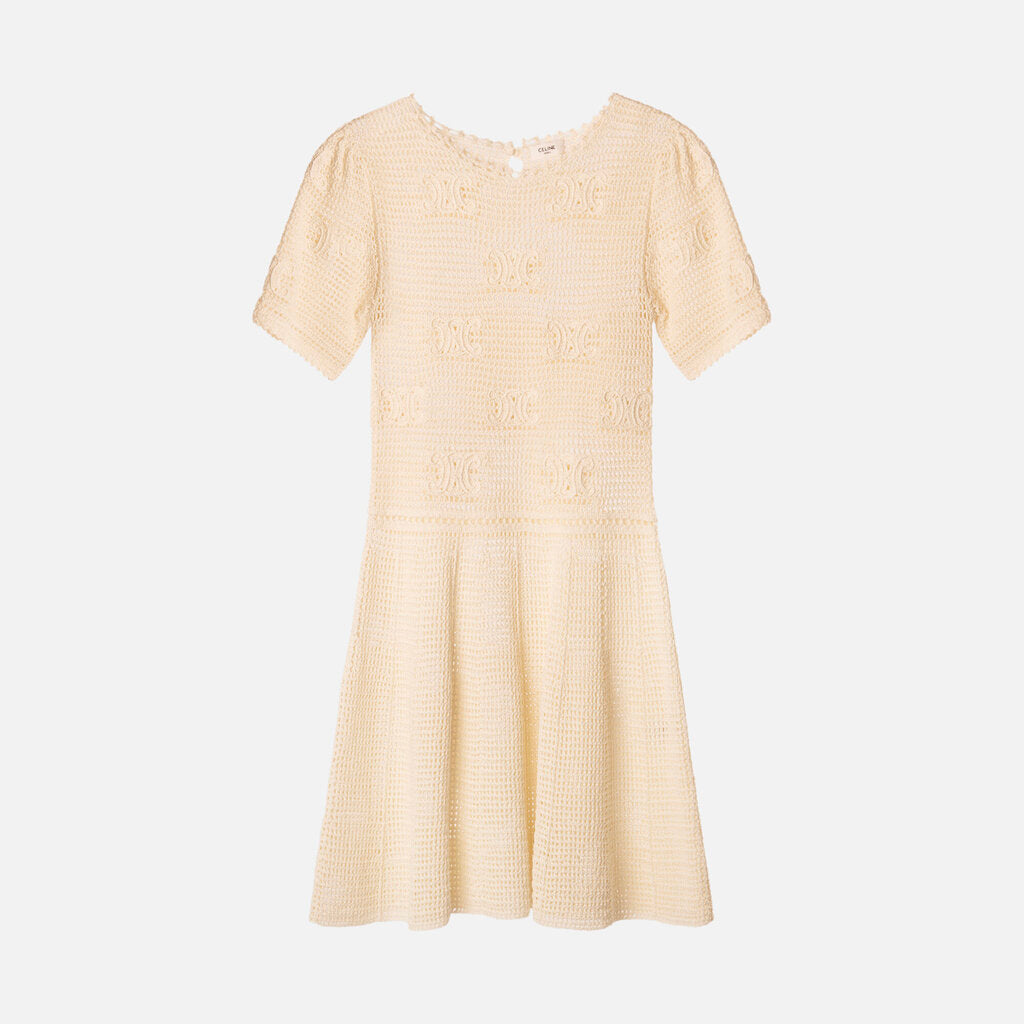 Celine Cream Cotton Crochet Midi Dress