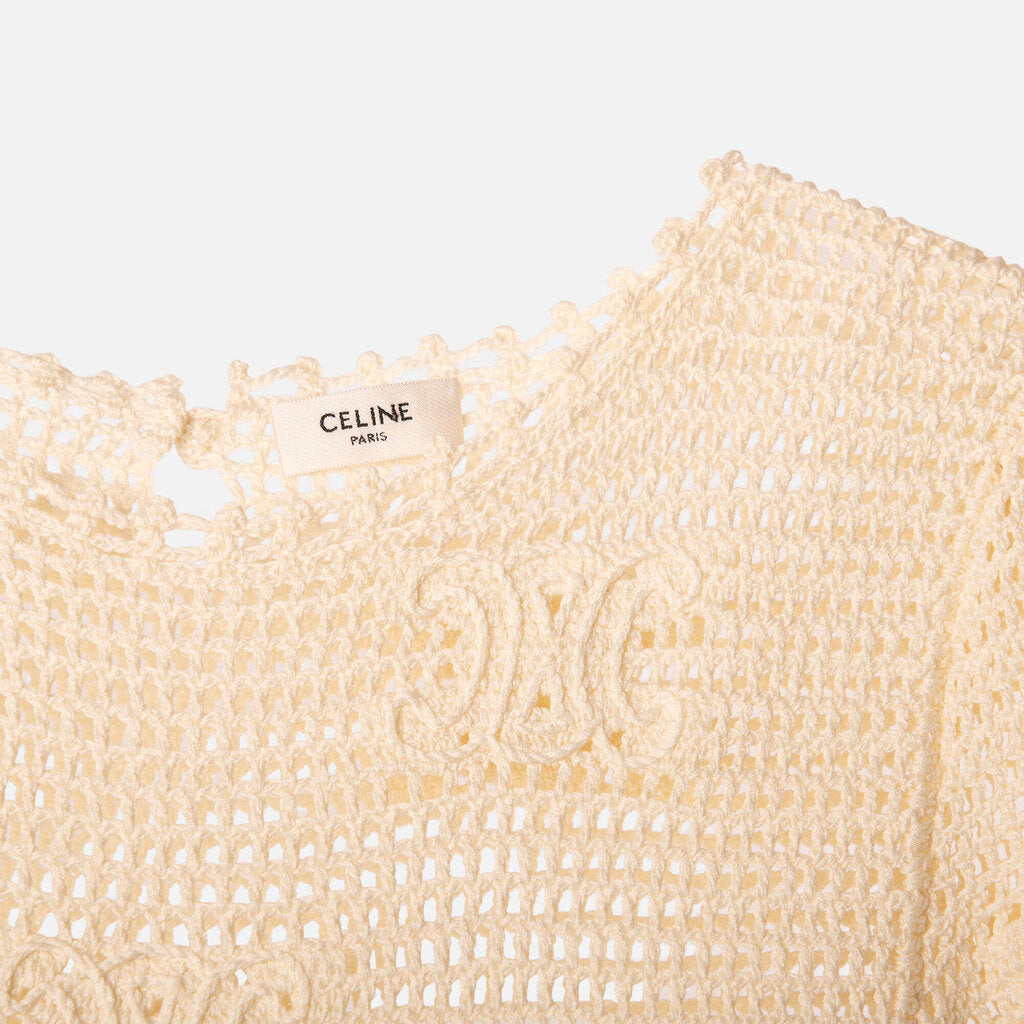 Celine Cream Cotton Crochet Midi Dress