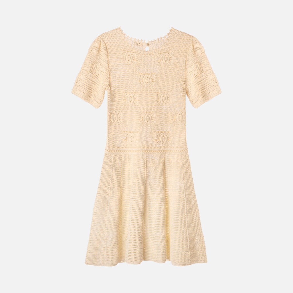 Celine Cream Cotton Crochet Midi Dress