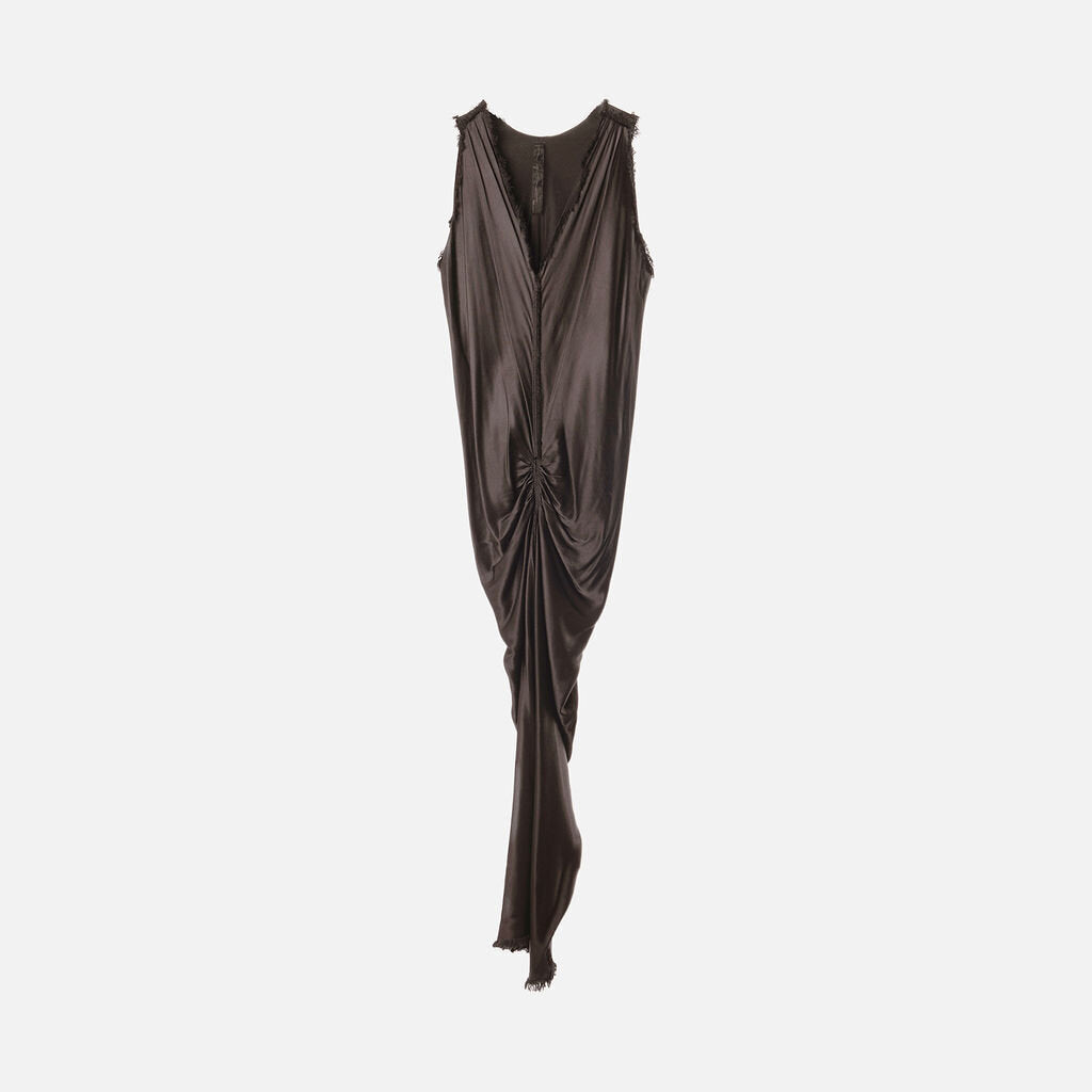 Jaga Black Satin Gathered Sleeveless Midi Dress