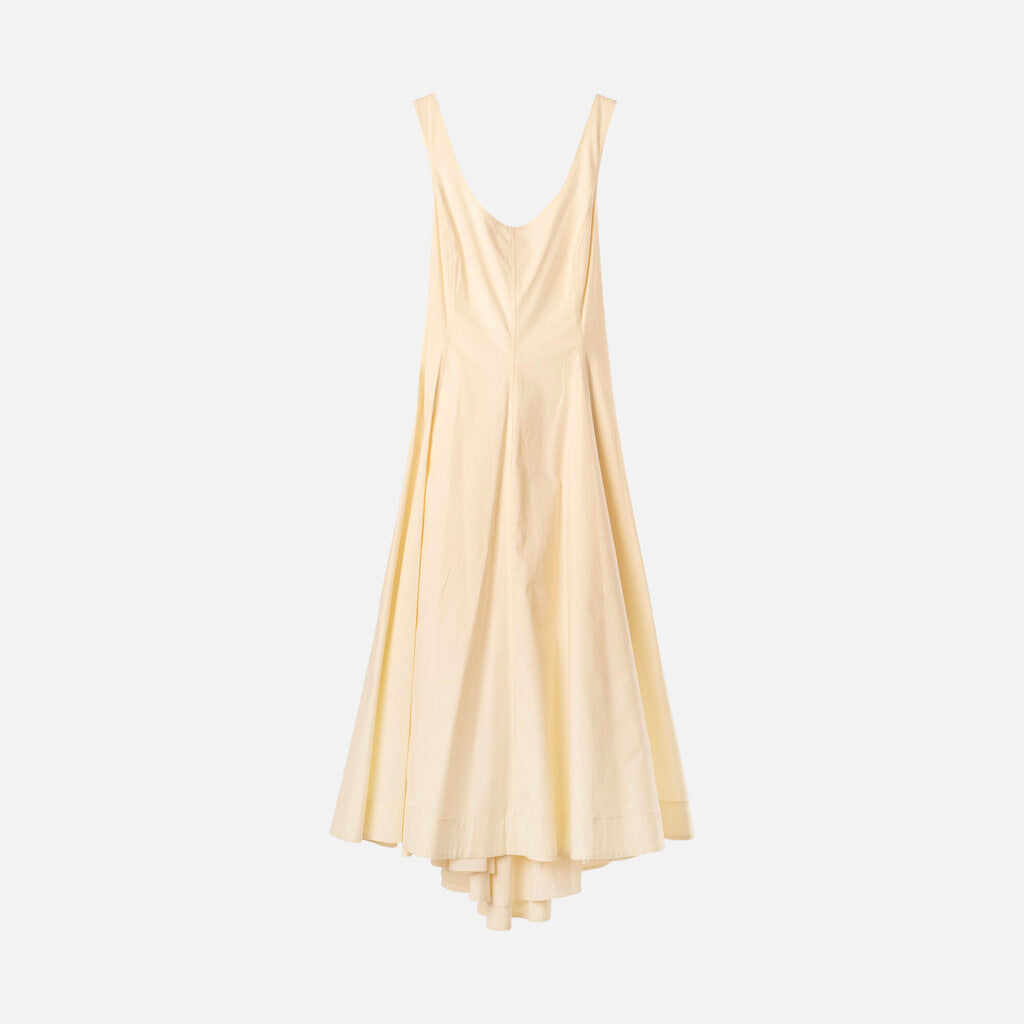 Brandon Maxwell Butter Yellow Cotton Scoop Neck Midi Dress