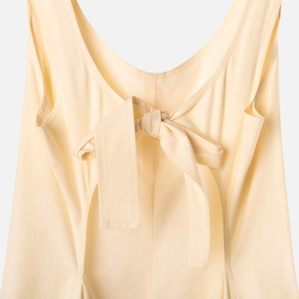 Brandon Maxwell Butter Yellow Cotton Scoop Neck Midi Dress
