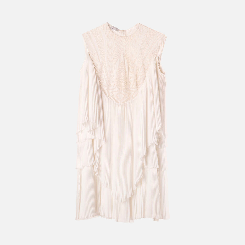Givenchy White Poly Pleated Mini Dress