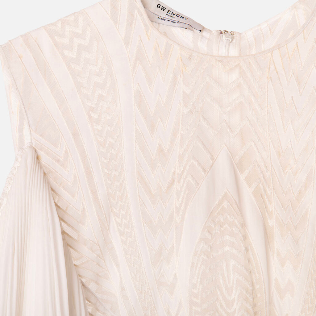 Givenchy White Poly Pleated Mini Dress