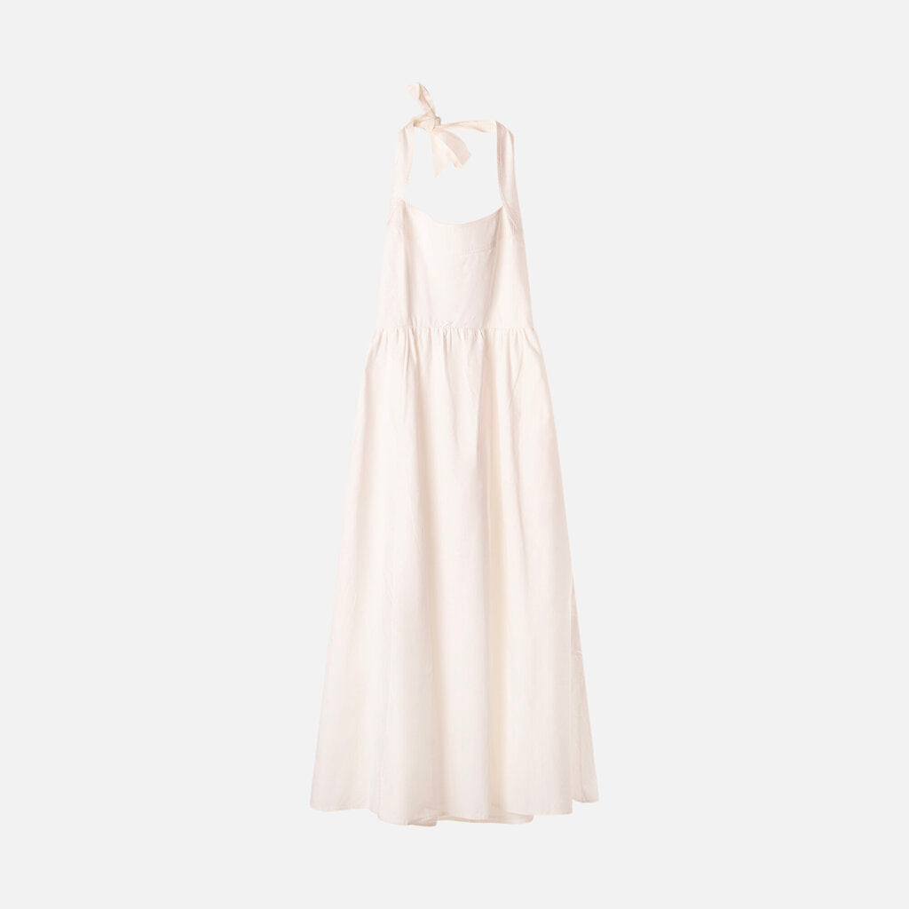 Hill House White Cotton Midi Halter Dress