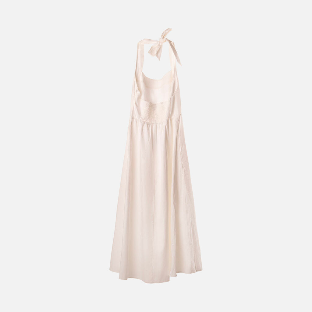 Hill House White Cotton Midi Halter Dress