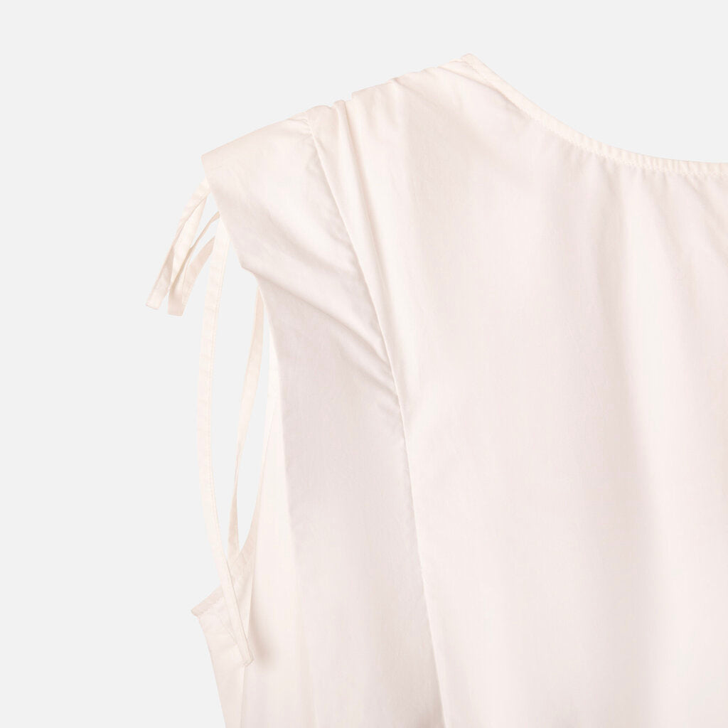 Frame White Cotton Gathered Waist Midi Dress