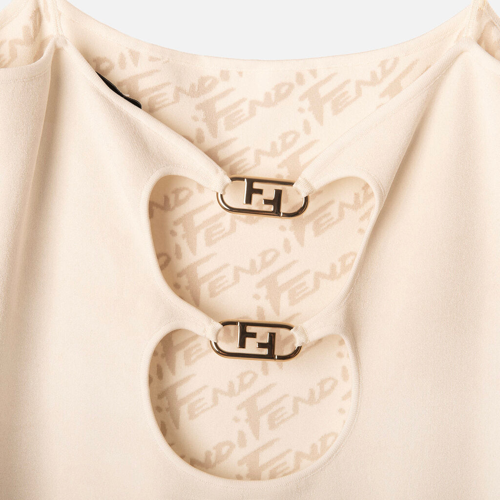 Fendi White Viscose Reversible Mini Dress
