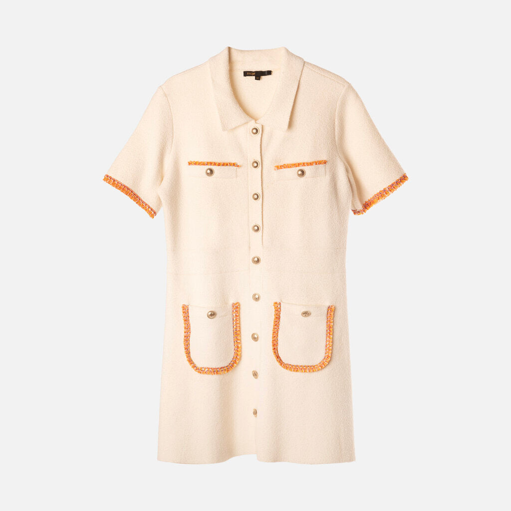 Maje Cream Cotton Mini Dress