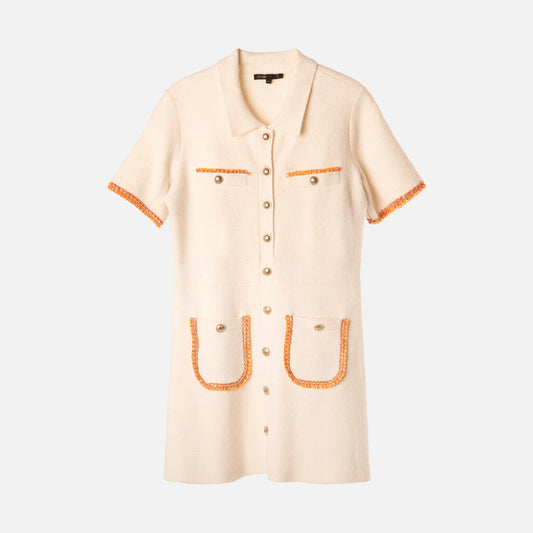 Maje Cream Cotton Mini Dress