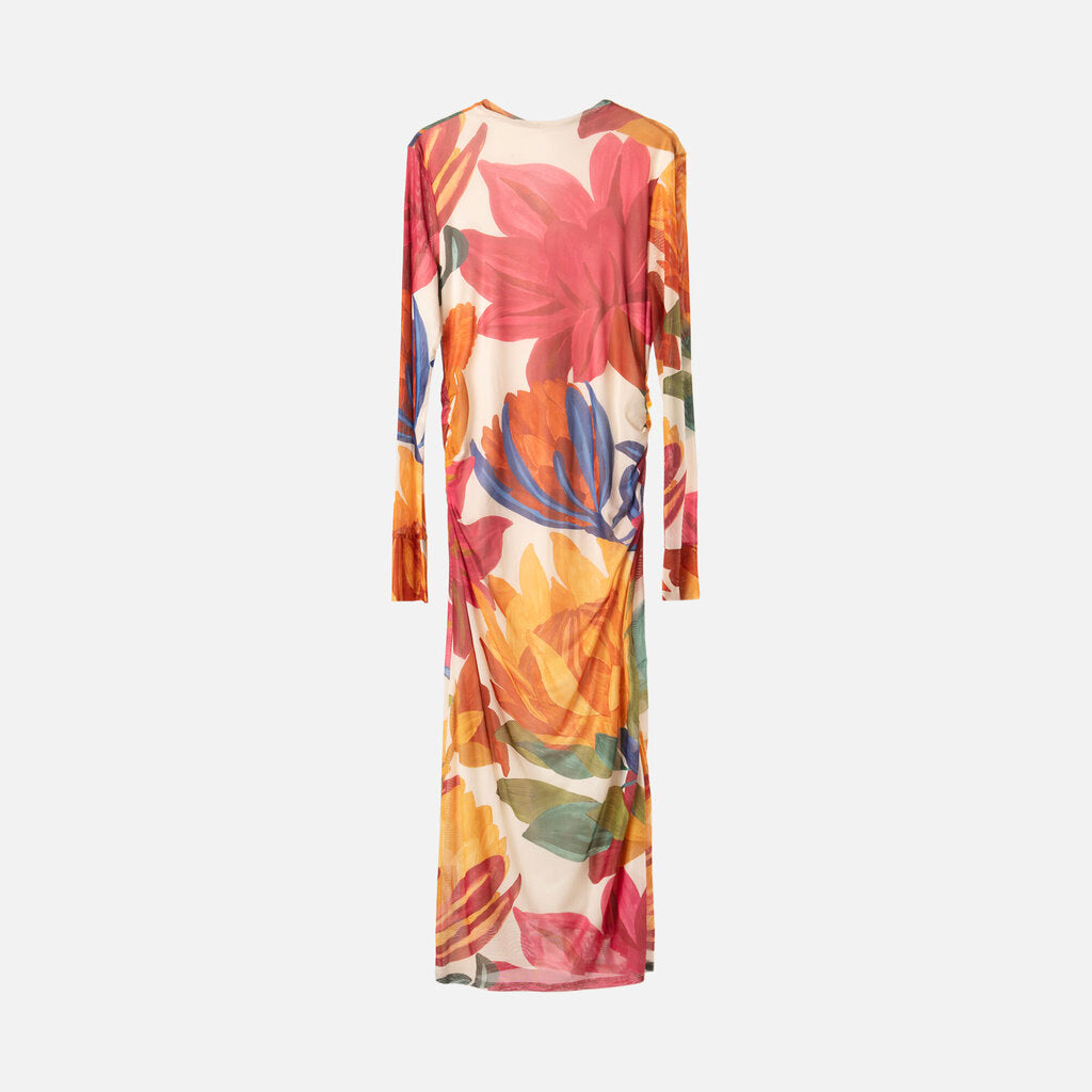 Farm Rio Multicolor Poly Floral Maxi LS Dress