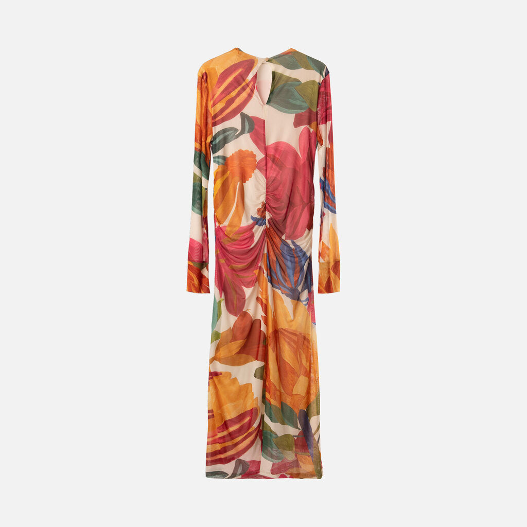 Farm Rio Multicolor Poly Floral Maxi LS Dress