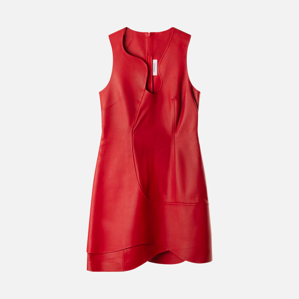 Ferragamo Red Leather Mini Dress