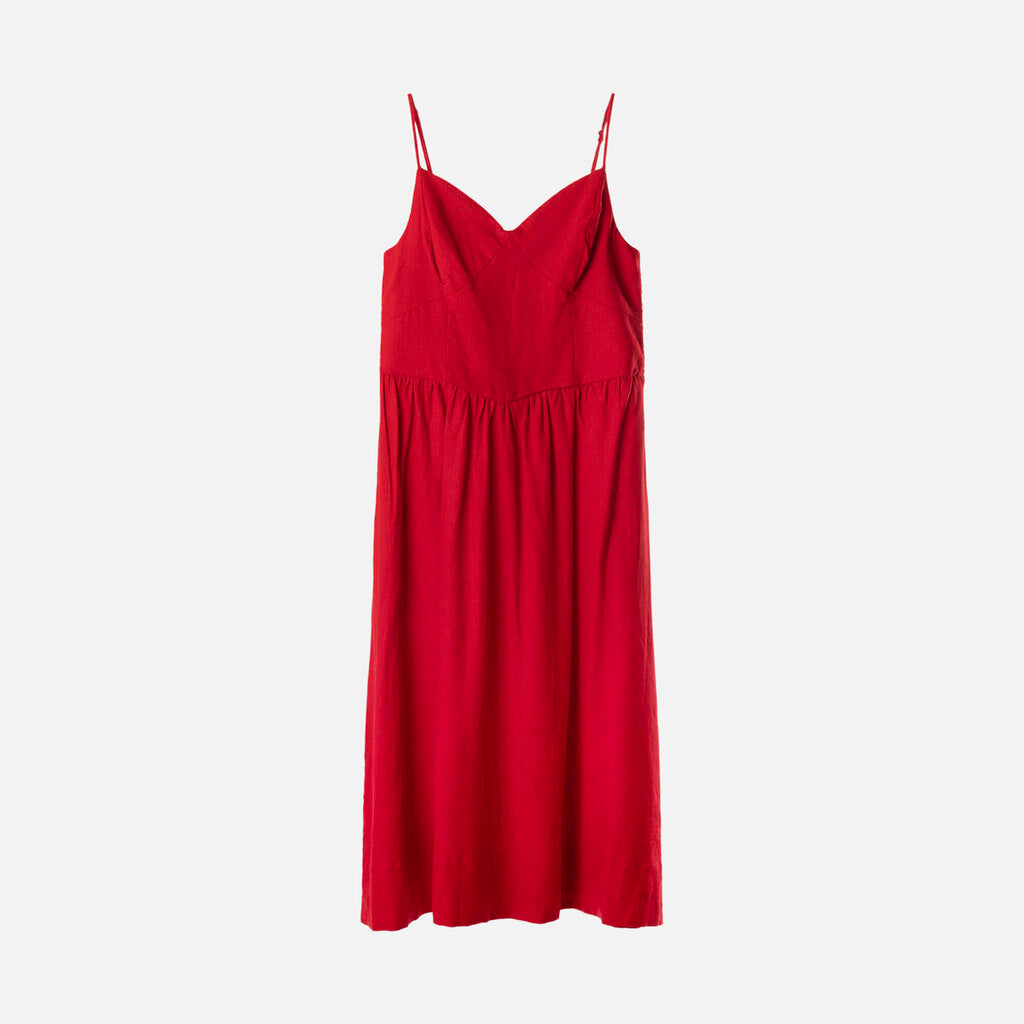 Christian Lacroix Red Linen Blend Midi Dress