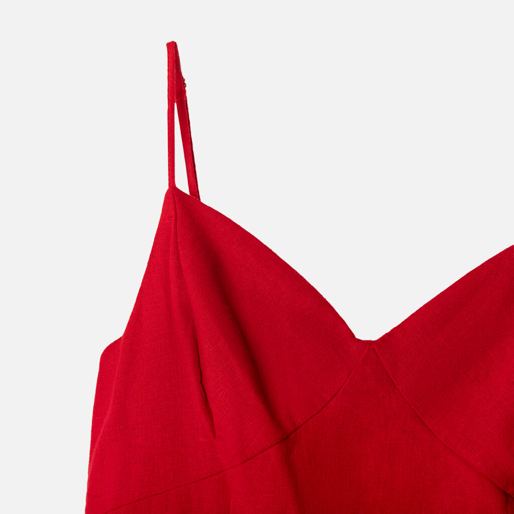 Christian Lacroix Red Linen Blend Midi Dress