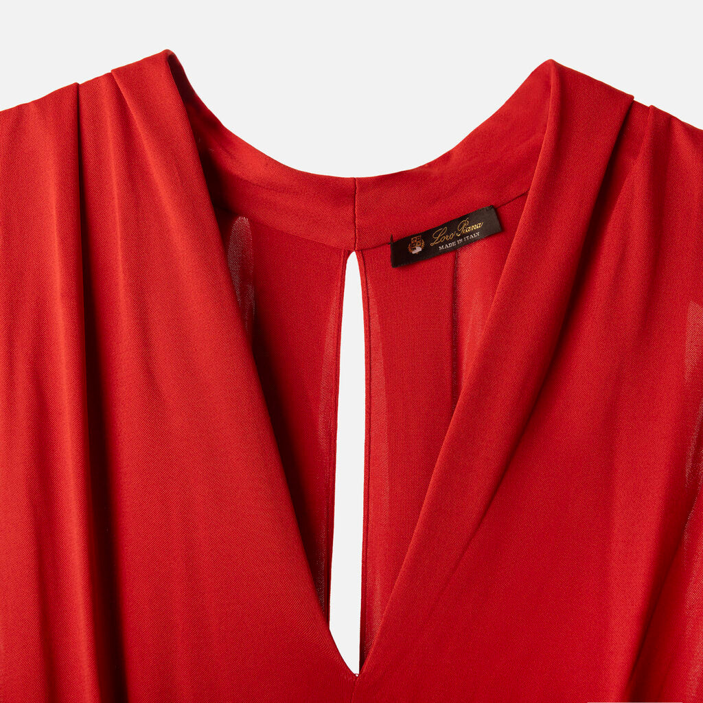 Loro Piana Burnt Orange Viscose/Silk V Neck Maxi Dress