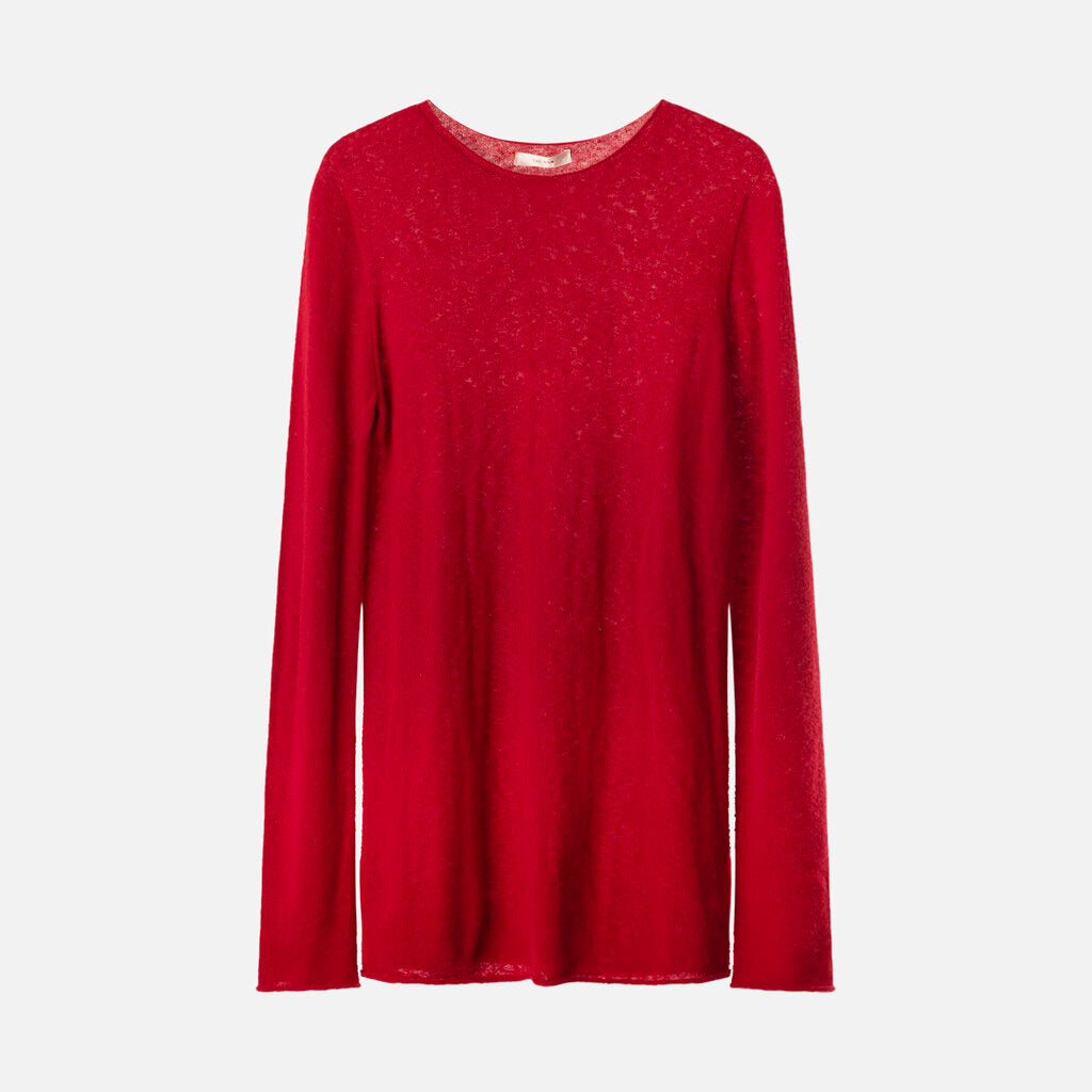 The Row Red Cashmere/Silk Tunic Sweater