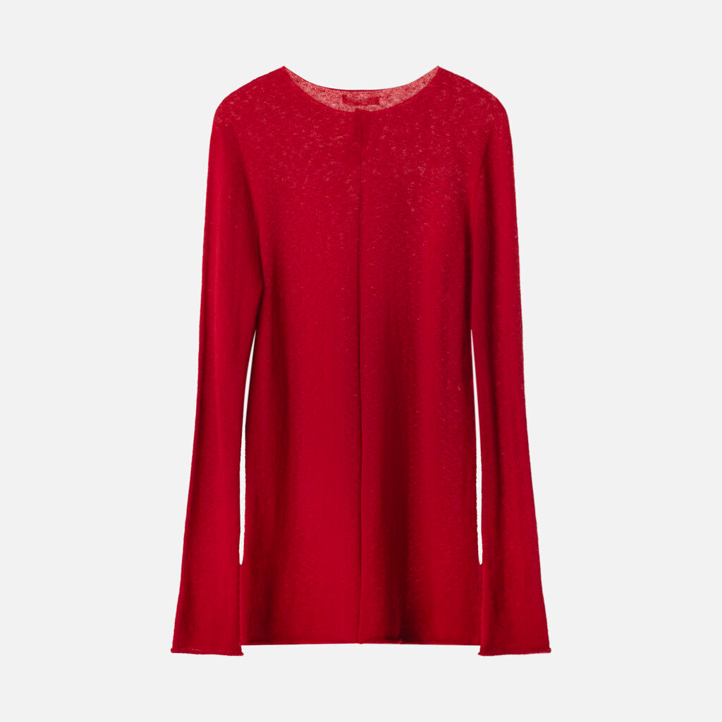The Row Red Cashmere/Silk Tunic Sweater