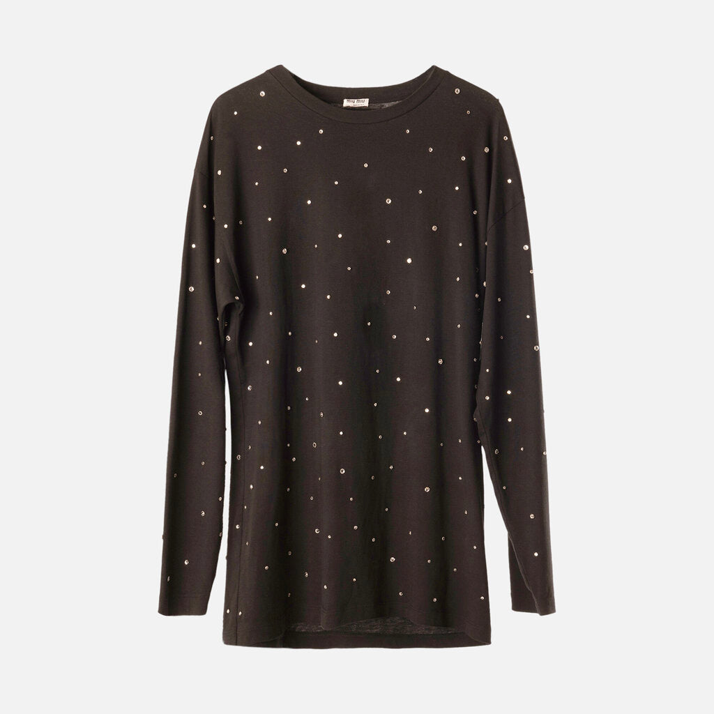 Miu Miu Black Crystal-Embellished Dress