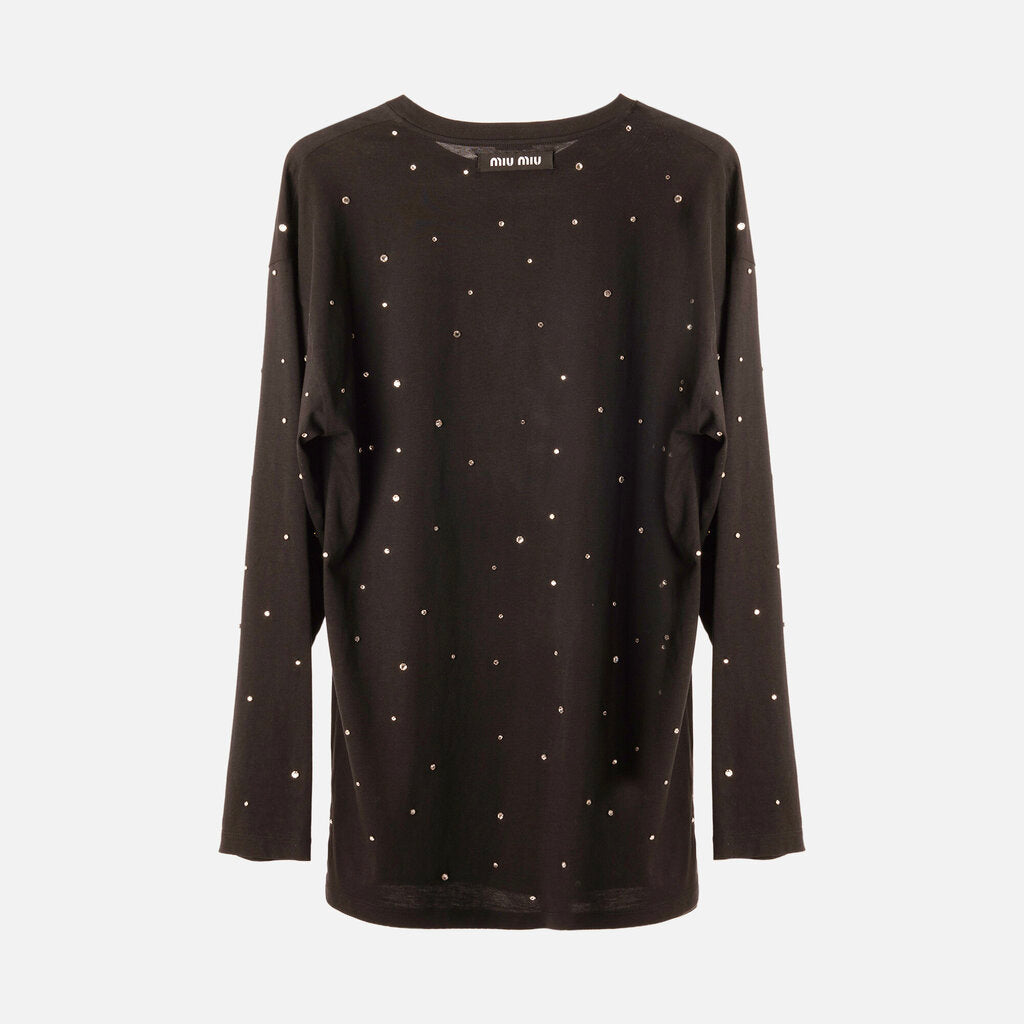 Miu Miu Black Crystal-Embellished Dress