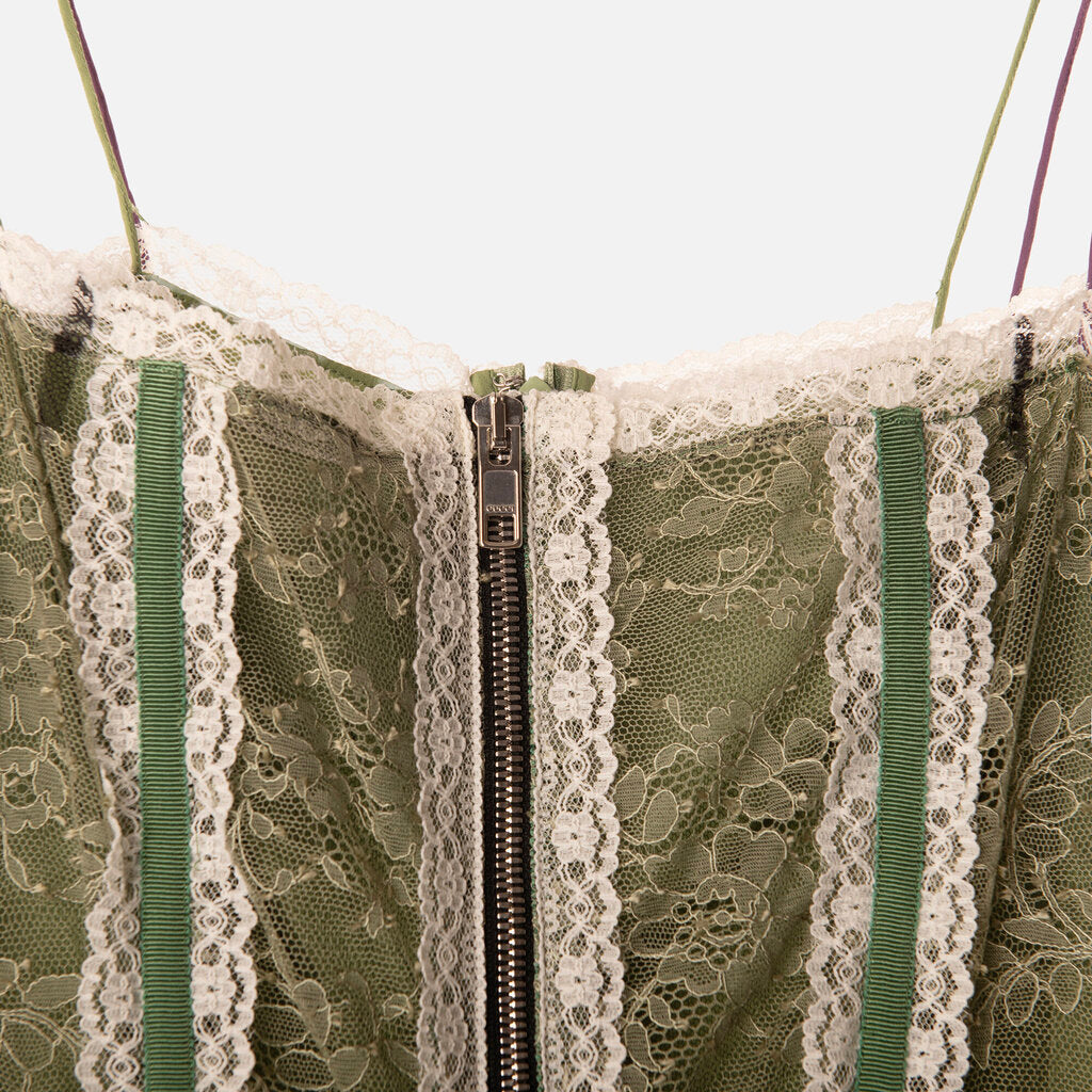 Gucci Black/Green Lace Tiered Maxi Dress