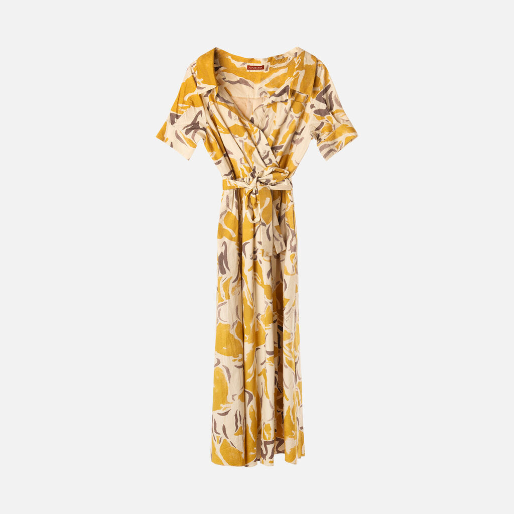 Altuzarra Yellow Cotton Pattern Maxi Dress